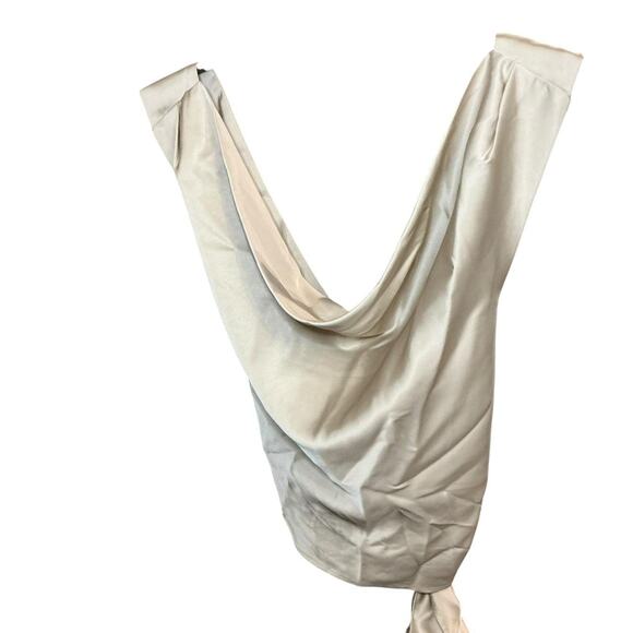 Le Lis Satin Backless Tie Back Top Size Large Champagne Cowl Neck Sleeveless - Picture 2 of 7